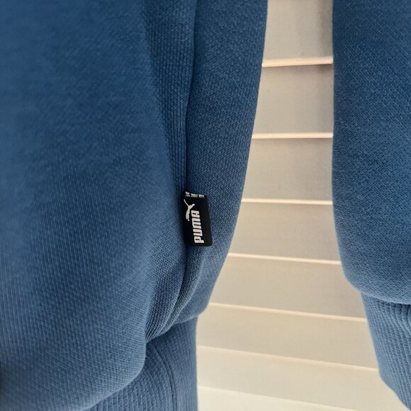 PUMA LOGO Fleece Pullover Hoodie Blue Mens Size L - Picture 5 of 7